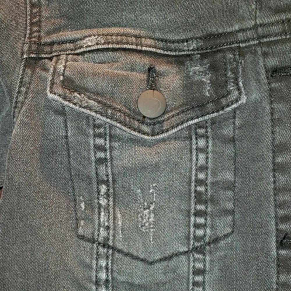 Joe's Jean's Distressed Black Jean Jacket - Picture 4 of 6